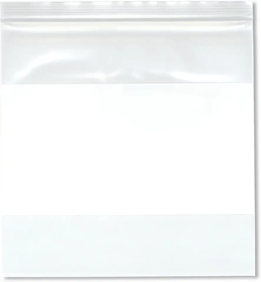Plymor 8 x 8 inch, 4 Mil White-Block Zipper Reclosable Bags (Pack of 100)