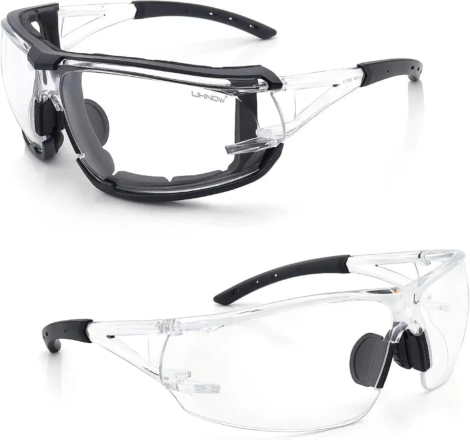 UKNOW Photochromic Safety Glasses, Scratch Resistant Transition Lenses, Removable Foam Gasket, ANSI Z87.1 Protective Eyewear