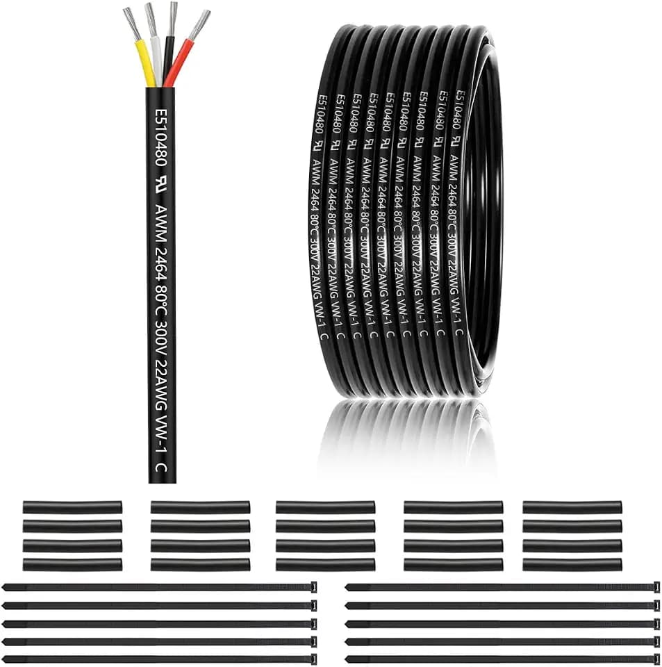 22 Gauge 4 Conductor Electrical Wire 50FT, UL 2464 22 AWG 4 Wire Cable