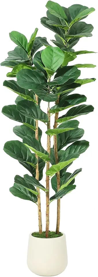 Garvee Artificial Fiddle Leaf Fig Tree with White Planter - 5 ft