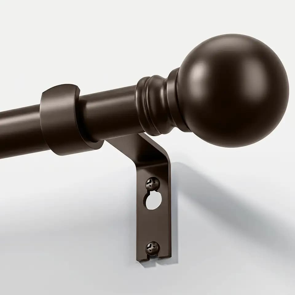 Modern Brown Curtain Rods for Windows 66 to 120 Inches Drapery Rods
