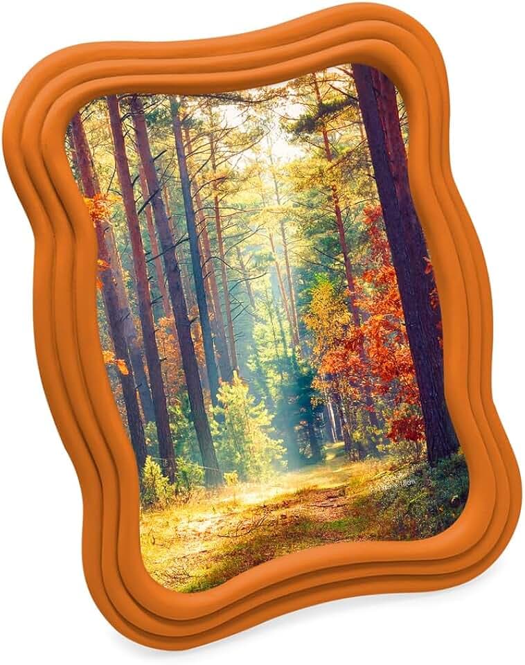 Isaac Jacobs 5x7 Matte Orange Curved Deco Frame for Tabletop and Wall