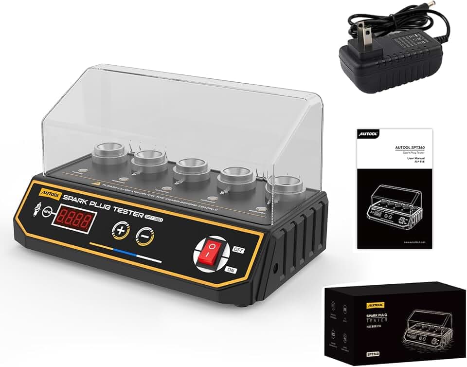 AUTOOL SPT360 Auto Zündkerze Tester, Kfz Zündkerzendetektor Zündkerzen-Systemanalysator mit 5 einstellbaren Testlöchern für Motorradfahrzeug (200-9000RPM)