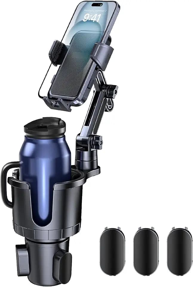 2 in 1 Cup Halter Handy Halter Cradle mit verstellbarer Basis für Long Neck für Auto, 360°Rotation Telefon Halterung Kompatibel mit 4-7" iPhone Smartphones