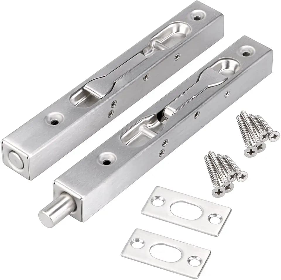 Sumnacon 2 Pcs Door Flush Bolts 6 Inch Flush Bolt for Double Door,Silver