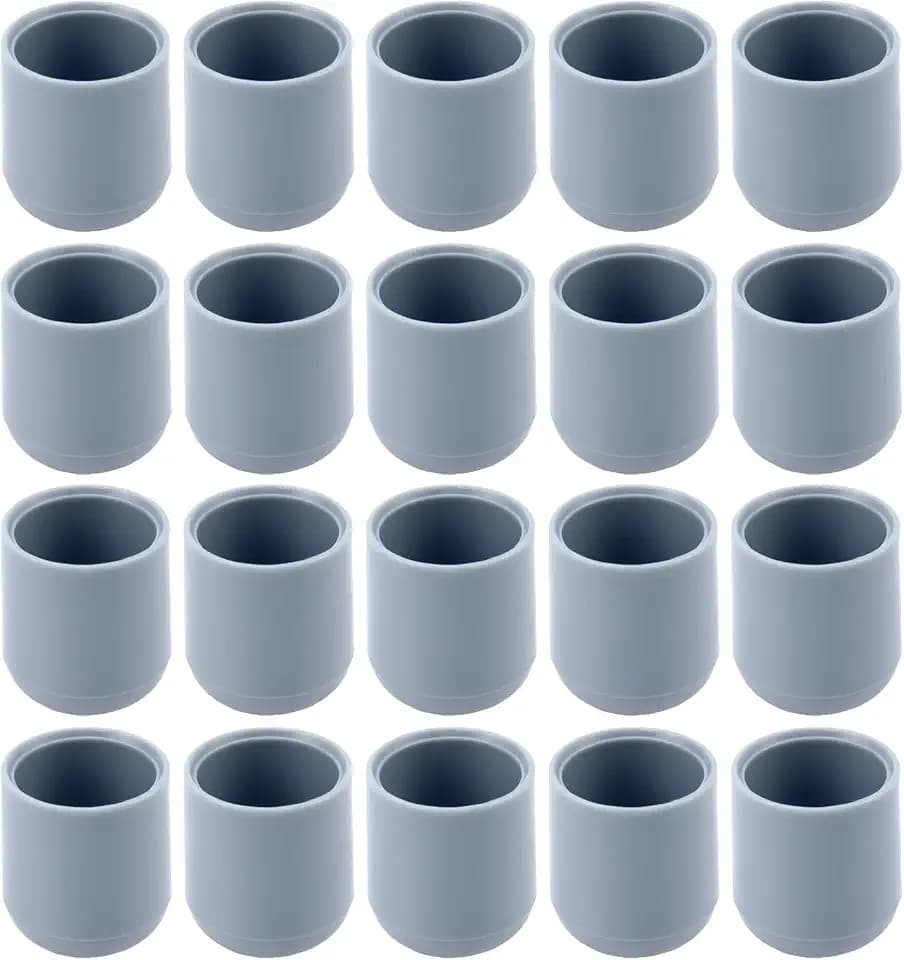 T Tulead Grey 1-Inch Round Chair Leg Caps 20PCS