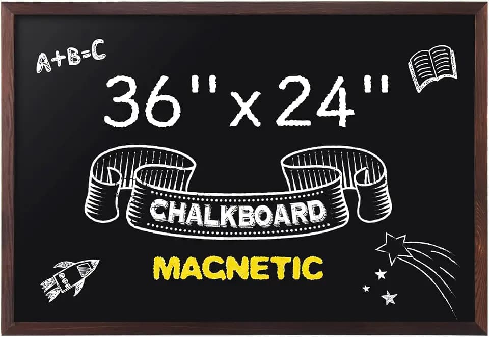 Comix Magnetic Chalkboard, 24 x 36 Inches Wooden-Framed Blackboard, Hanging Chalk Board for School Office Home and Restaurant Menu