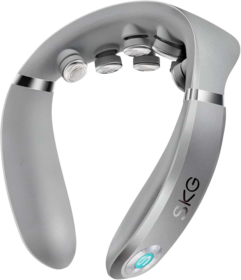 SKG G7-Pro Nackenmassagegerät - mit 3 Stufen Wärmefunktion, Muskeltherapie zum Stressabbau für Nacken und Schulter mit 9D Technik, grau