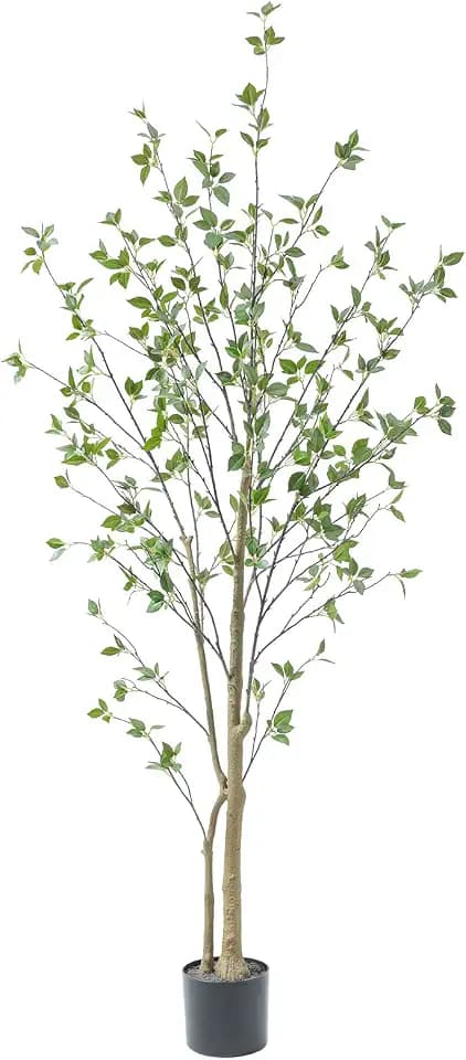 Bellacat 6ft Artificial Minimalist Citrus Tree with Lifelike Leaves, 72in Faux Citrus Tree with Realistic Trunks, Faux Tree Indoor Outdoor for Home Office Living Room Bedroom Porch Decor.