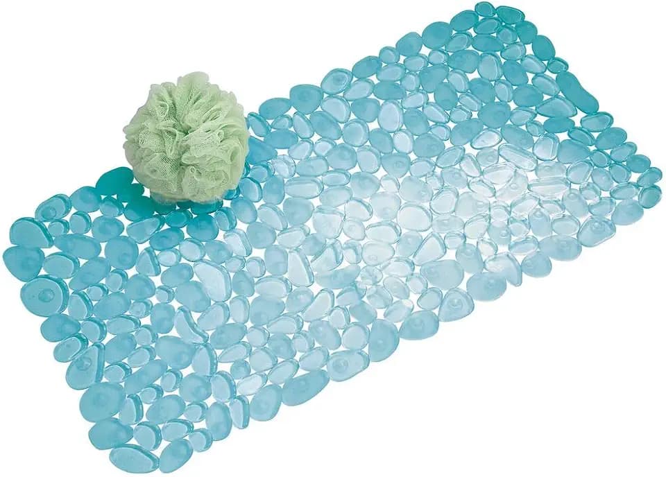 iDesign Pebblz Suction Non-Slip Bath Mat, Blue, Set of 1