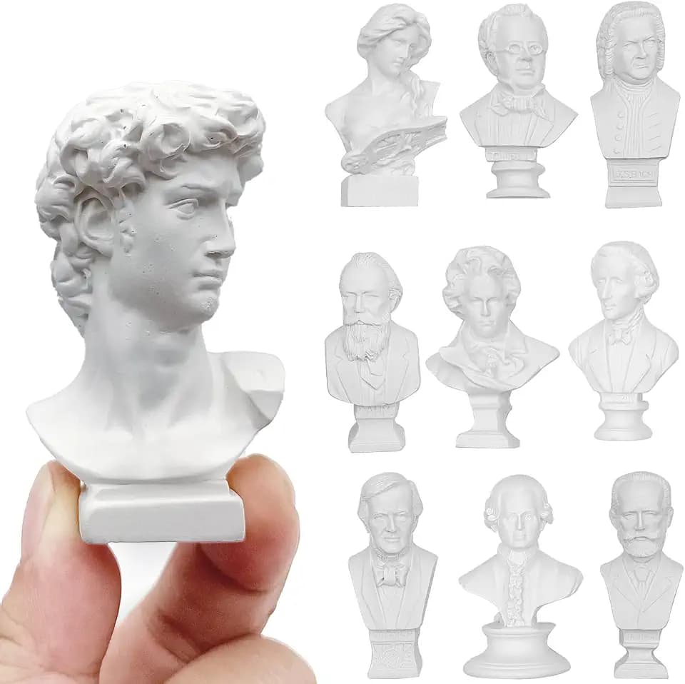 Musician Resin Mini Plaster Figurine Complete Set for Art Teaching European Style Decoration Ornament Roman Resin Mini Greek Mythology Figurine Greek God Bust Small for Decor/Gifts/Drawing