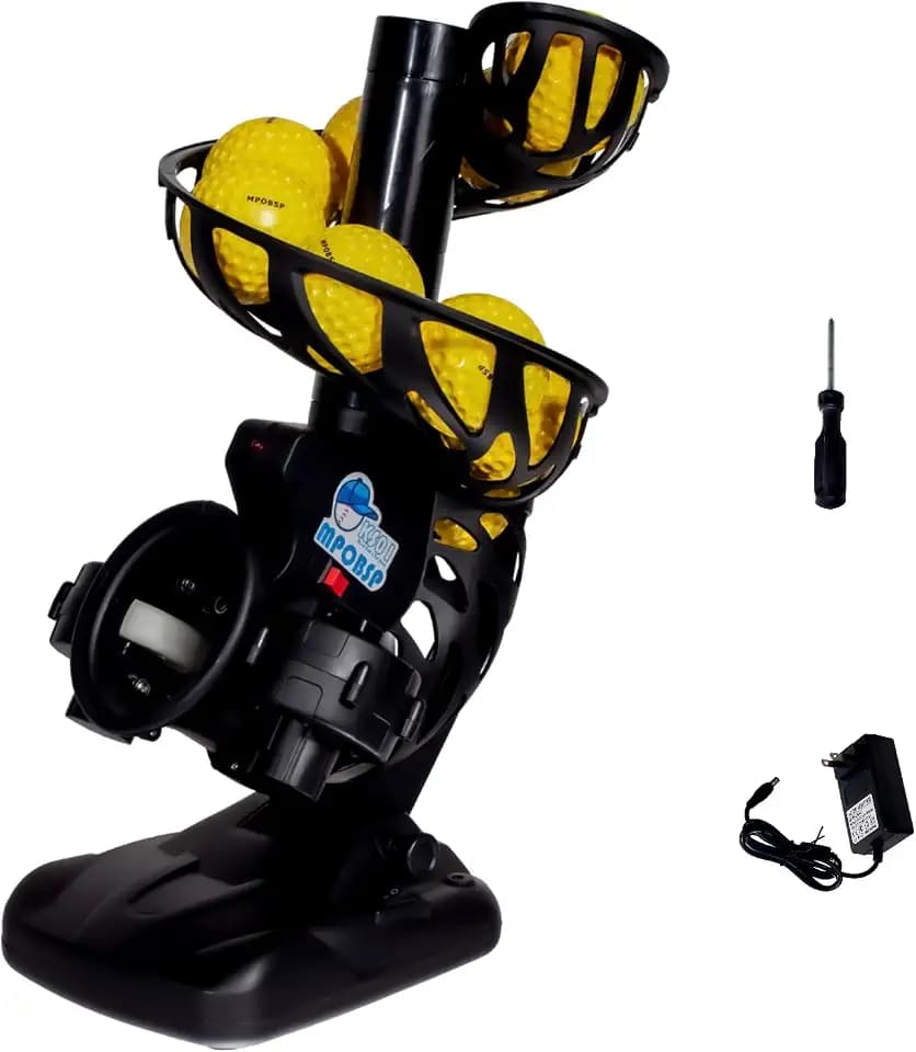 Upgraded Electronic Baseball Pitching Machine with Tripod/8 Balls for Youth - Adjustable Angles & Speeds,AC Powered & Battery Powered,Ideal for Beginner Batting & Fielding Training