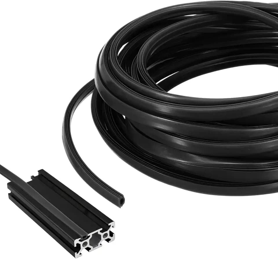 MECCANIXITY 10m / 32.8ft Aluminum Extrusion T Slot Cover Flat Seal, Protection Dust Strip Bracket Insert for 6mm Slot 2020 Series Aluminum Profile 3D Printer Accessories, Pack of 1(Black)