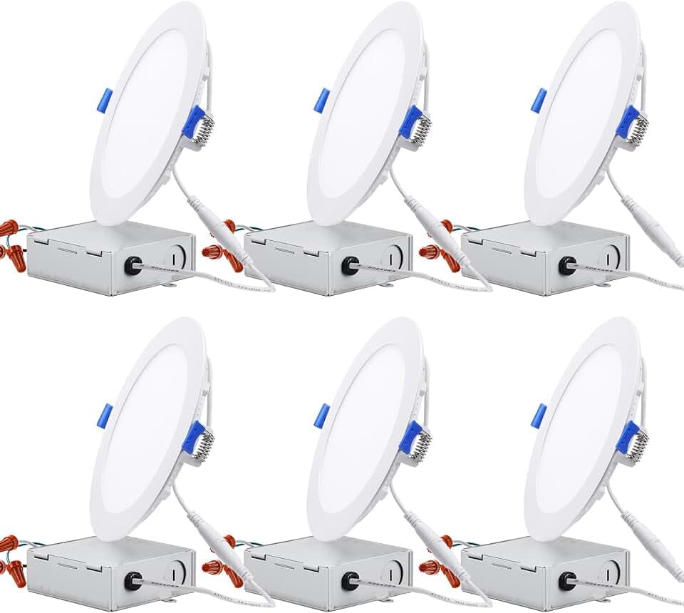 TORCHSTAR 6-Pack 6 Inch Ultra-Thin LED Recessed Lighting, CRI90, 2700K