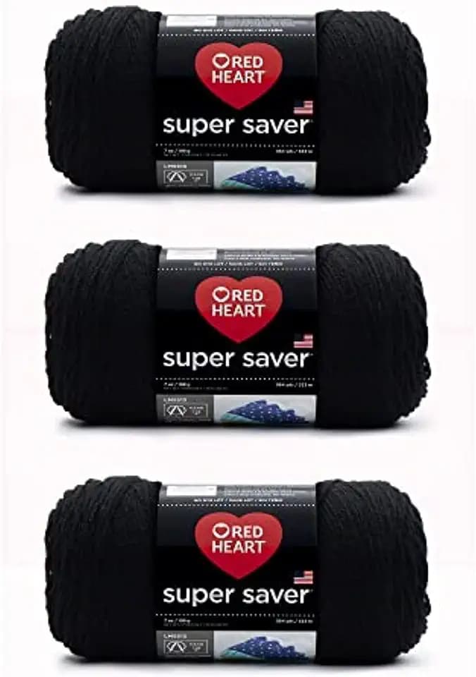 RED HEART Super Saver 3-Pack yarn, BLACK 3 Pack