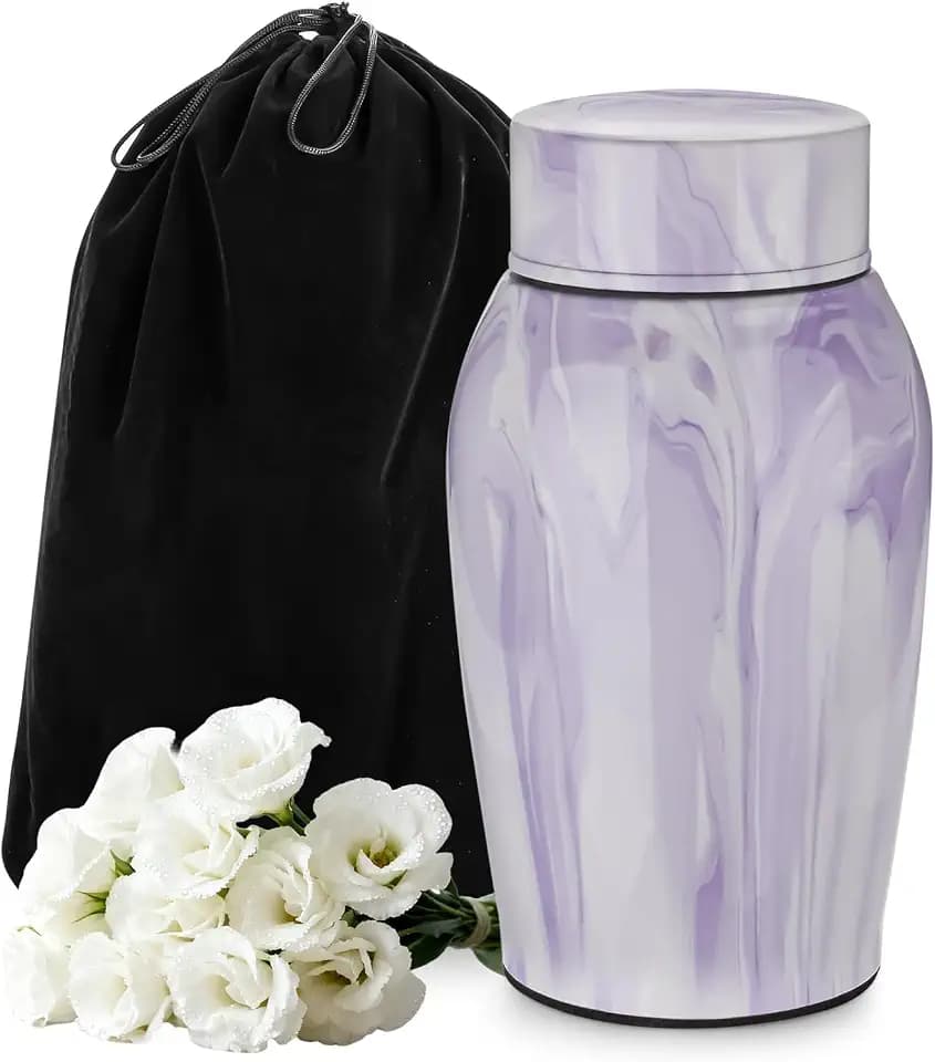 SOITIS Urns for Human Ashes, Mini Urn for Ash Male Female, Small Urns for Human Ashes Keepsake, Stainless Steel Memorial Cremation, Decorative Urn Funeral Urn - Purple Keepsake Holder