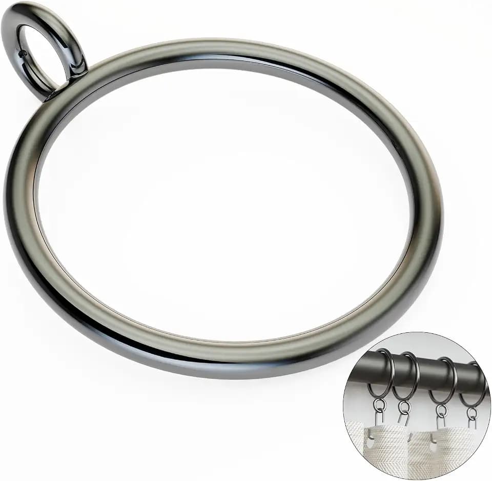 50 Packs Gunmetal Metal Curtain Rings with Eyelets, 1 inch Inner Diameter Drapery Rings Apply for Curtain Rods(Fits Up to 3/4-Inch Rod)