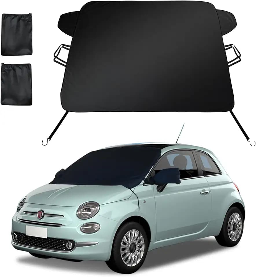 Frontscheibenabdeckung Winter - 600D wasserdichte & EIS Schnee Klappbar Auto Windschutzscheibenabdeckung mit Seitenspiegelabdeckung | Faltbare Frontscheibe Abdeckung für Pkw/SUV (145×110cm)