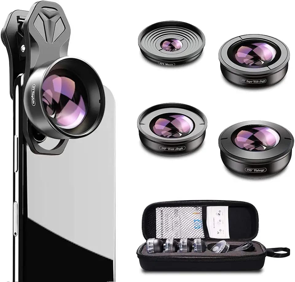 Apexel [aktualisierte Version HD Phone Lens Kit-170 ° Superweitwinkel,10x Makroobjektiv,2.0X Teleobjektiv,110 ° Weitwinkel,195 ° Fisheye-Objektiv für iPhone Android,Samsung und die meisten