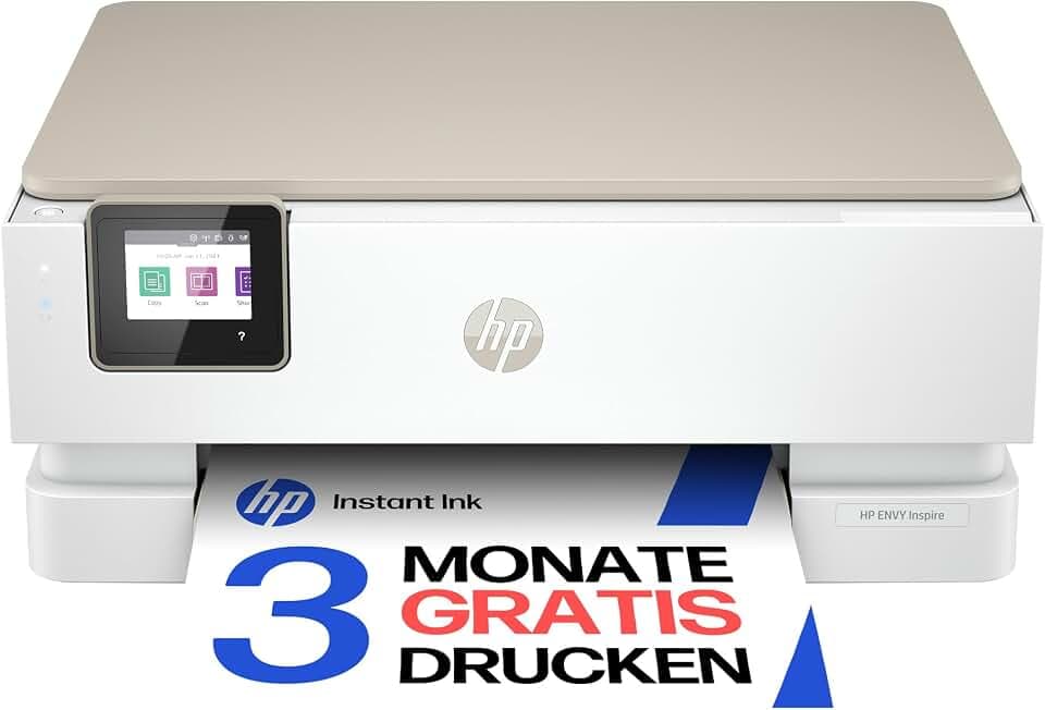 HP Envy Inspire 7220e Multifunktionsdrucker, Tintenstrahldrucker, 3 Monate gratis drucken Instant Ink inklusive, Drucken, Scannen, Kopieren, Fotodruck, DIN A4, WLAN, Airprint