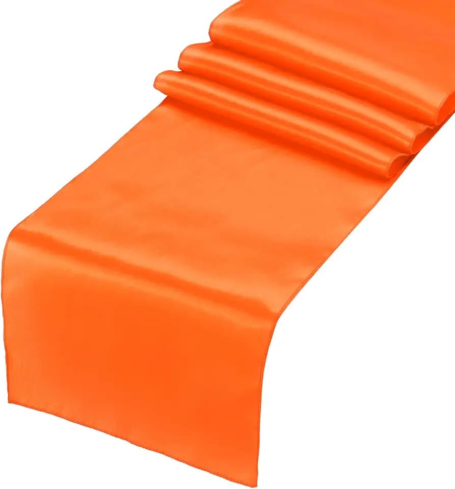 uxcell 6 Pcs Orange Satin Table Runner 12" x 108" Romantic Silk Table Runner Smooth Fabric Table Runner Decorations for Wedding Dining Birthday Party (9ft)