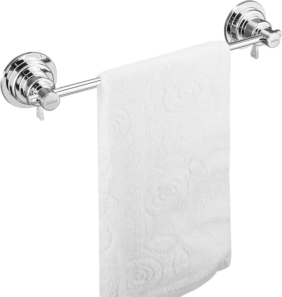 JiePai 16 inch Suction Cup Towel Bar,Shower Towel Racks for Bathroom,Chrome
