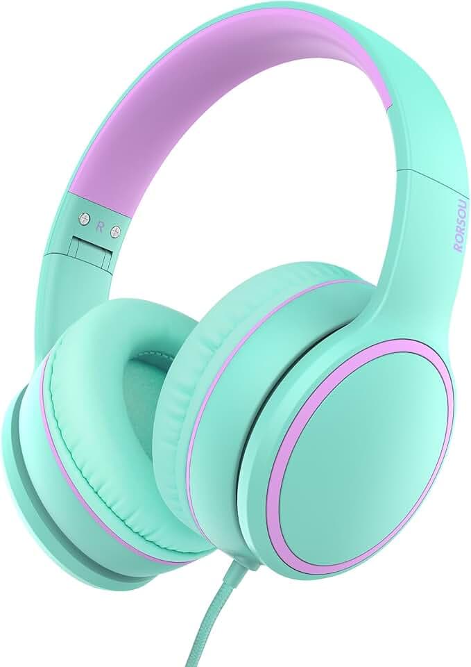 R10 Over-Ear Kopfhörer mit Mikrofon, Leichtgewichtige klappbare Stereo-Bass-Headset mit 1,5 m Kabel (entangle), tragbare Kabelkopfhörer für Smartphone, Tablet, Computer, MP3/4 – grün