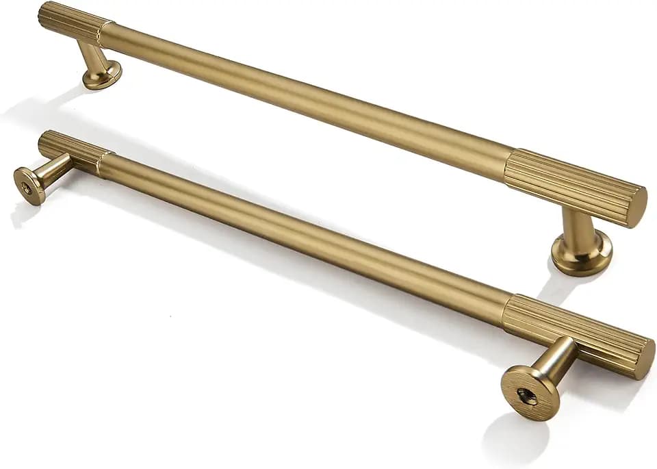 2-Pack 10 Inch Hole Center Brushed Brass Cabinet Pulls Solid Heavy Duty Cabinet Pull is Suitable for Drawers Dressers Handles Kitchens Bathroom cabinets