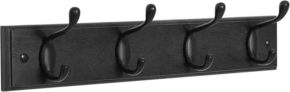 SONGMICS Wall-Mounted Coat Rack, 4 Dual Metal Hooks