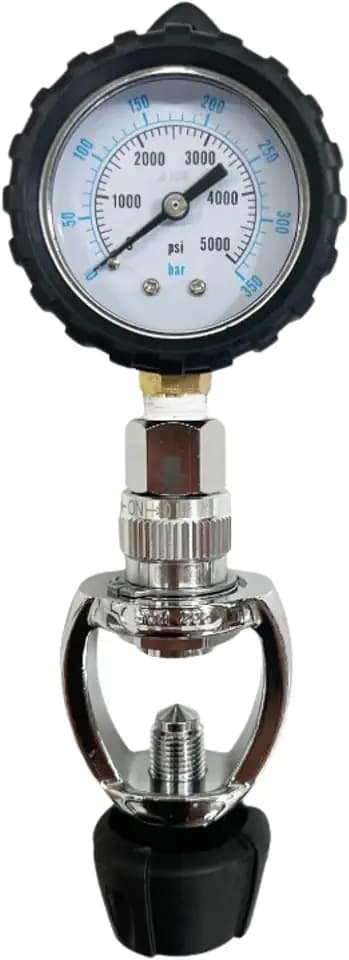 Scuba Choice Scuba Diving Yoke Tank Pressure Checker 5000 PSI 350 BAR – Accurate Pressure Gauge for Yoke Valve Tanks 7" Long 2-1/4" Wide – Made in Taiwan