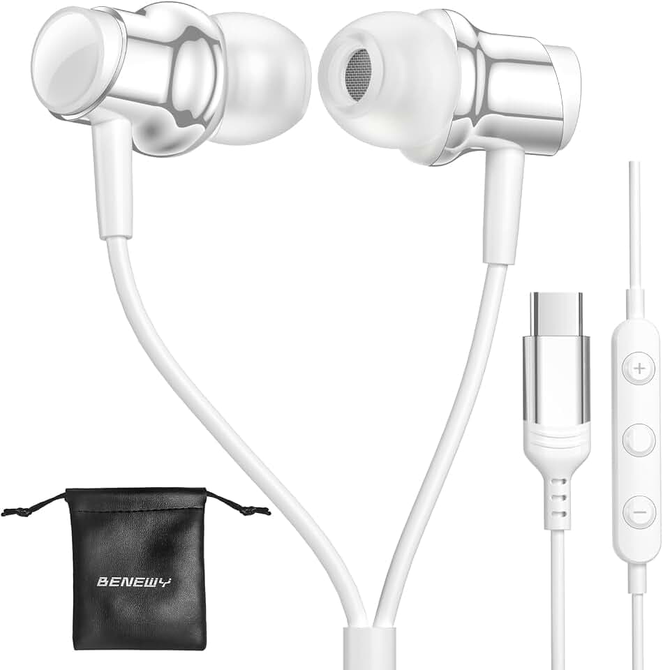 USB C Kopfhörer für Samsung S26 S25 S24 S23 Ultra FE S22 A16 A55 Wired Earbuds Magnetische In-Ear Typ C Kopfhörer mit Mikrofon Lautstärkeregler Stereo Noise Canceling für iPhone 17 16 15 Pro Max Pixel
