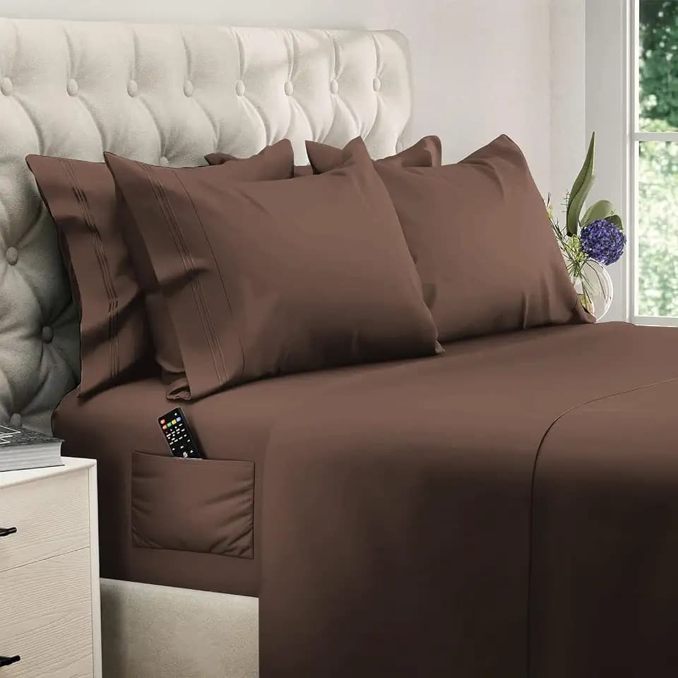 DREAMCARE Queen Sheets - 6 pcs Breathable Cooling Sheets Queen - up to 21"
