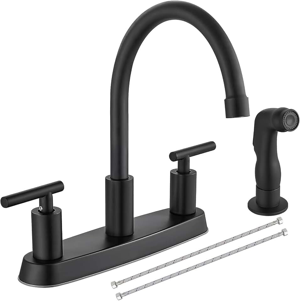 2-Handle Kitchen Faucet with Sprayer 4 Hole, Matte Black