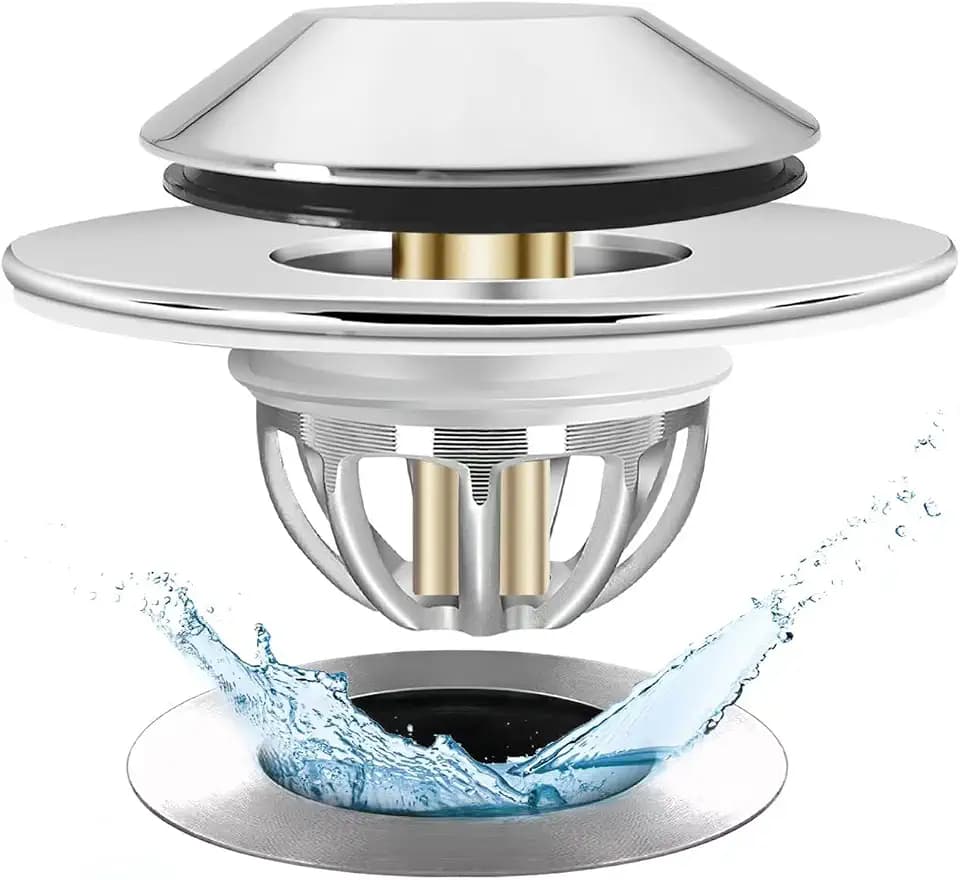Anlige Bathtub Drain Stopper,Pop Up Tub Stopper Bottom with Drain Hair Catcher,Bathtub Plug and Cover with Strainer,Universal for 1.45 to 1.8in Drain Hole,Replaces Lift & Turn, Tip-Toe or Trip Lever