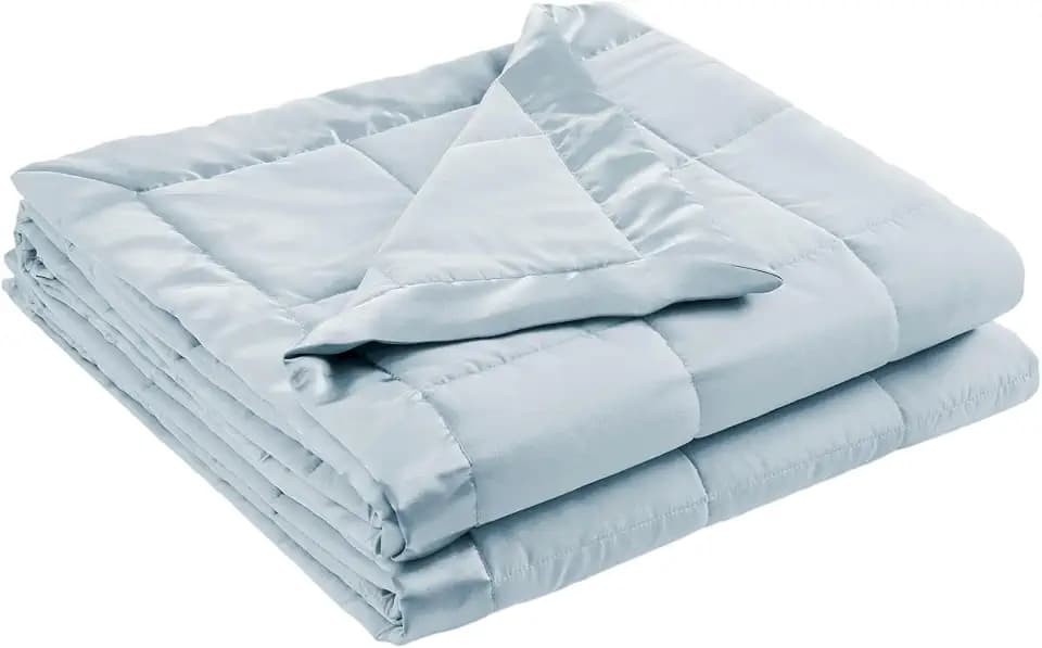 Madison Park Down Alternative Queen Blanket for Bed, Satin Trim, Blue