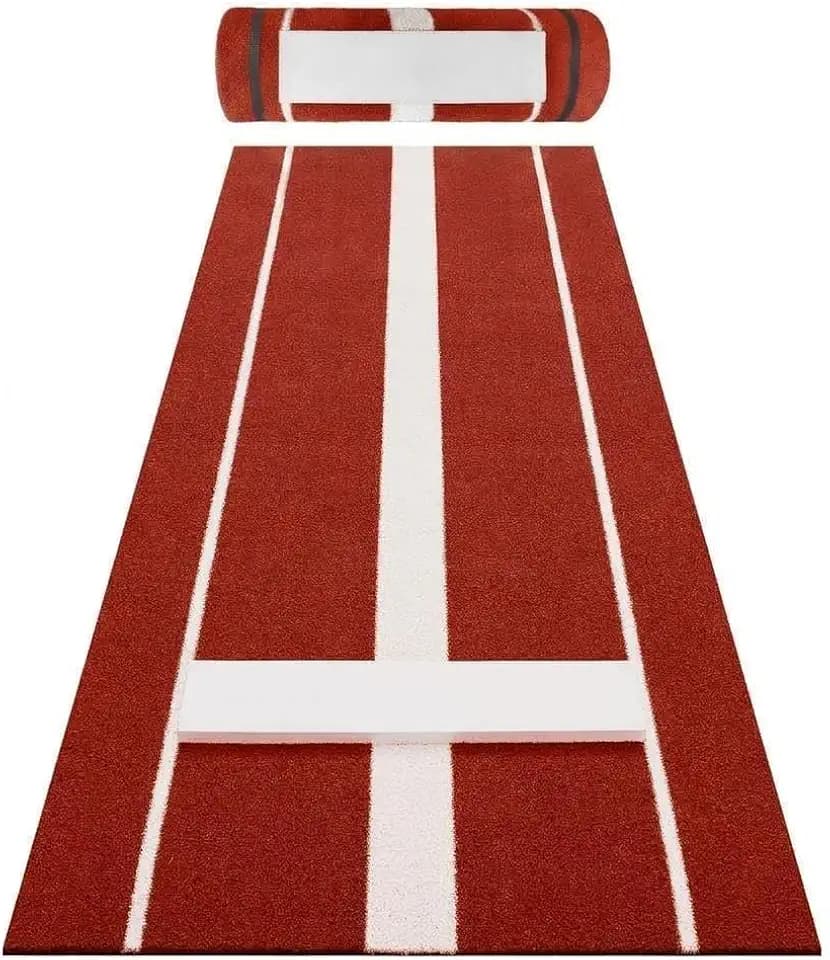 10x3 ft Professional Softball Pitching Mat with Power Line, Heavy Duty Non-Slip Rubber Base & Dense Turf, Portable Softball Pitching Mound for Indoor Outdoor Training Lane, Ideal Practice Aid