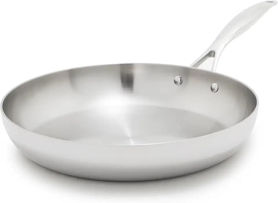 GreenPan Valencia Pro Tri-Ply Stainless Steel 12" Frying Pan Skillet, Induction Ready Cookware, All Cooktops, Sauce Pot, Mirror Finish, Dishwasher & Oven/Broiler Safe to 600F
