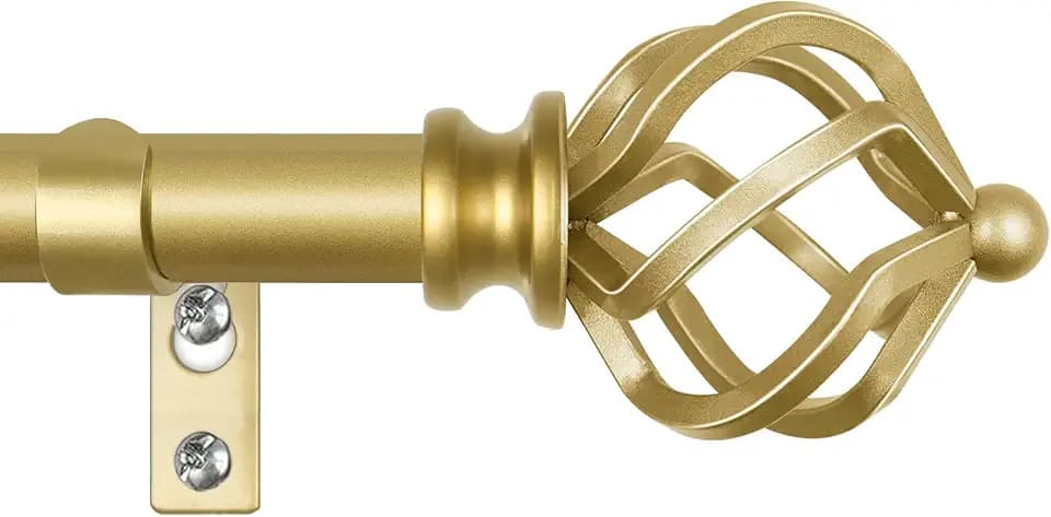 KAMANINA Gold Curtain Rods for Windows 66 to 120 Inch, Long Adjustable Rod