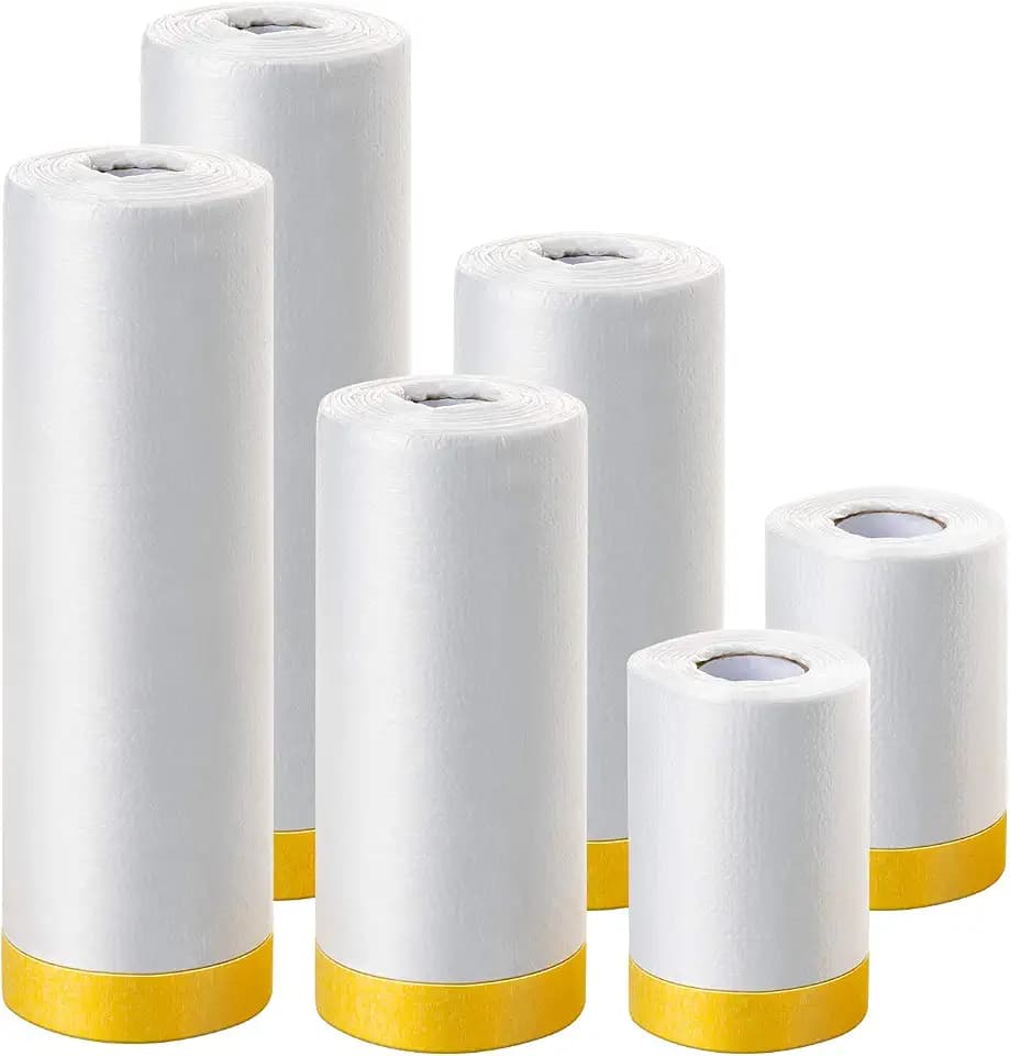 MyLifeUNIT Tape and Drape, 6 Pack Masking Paper for Automotive Painting Covering (66-Feet, 3 Sizes)