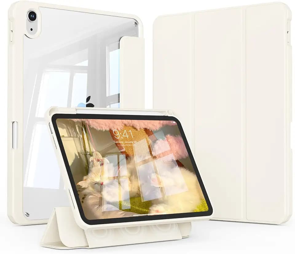 Schutzhülle für iPad A16 11. Generation 27,9 cm (11 Zoll) 2025/iPad 10. Generation 2022 mit Stifthalter, automatischer Schlaf-/Wachmodus, transparente Rückseite, stoßfest, magnetisch