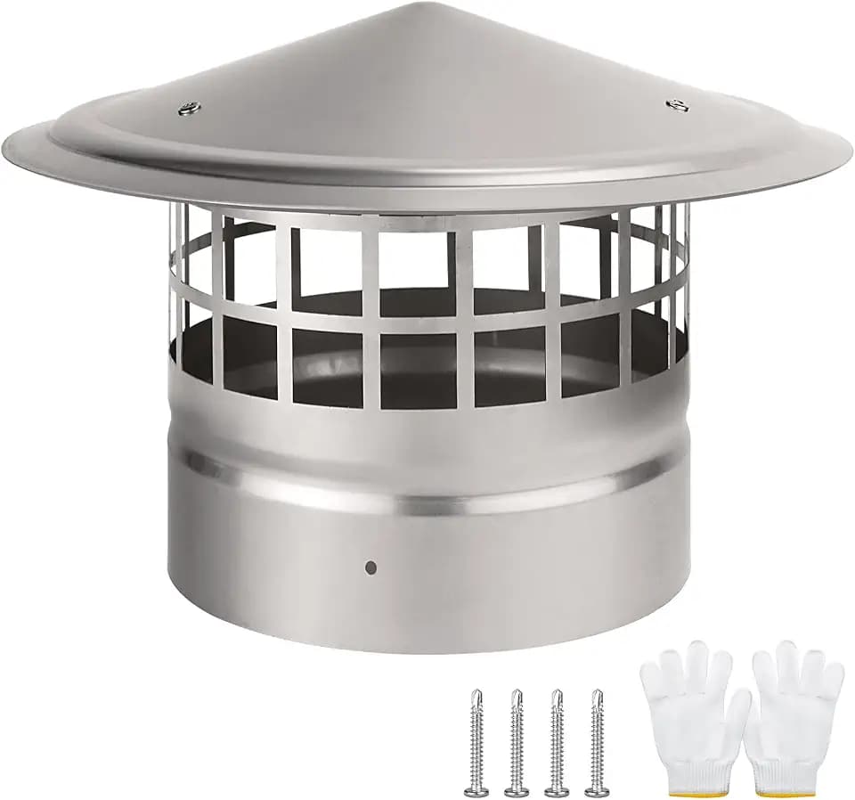 Round Chimney Cap 6 Inch Stove Pipe Cap,Cone Top Chimney Cap with Screen