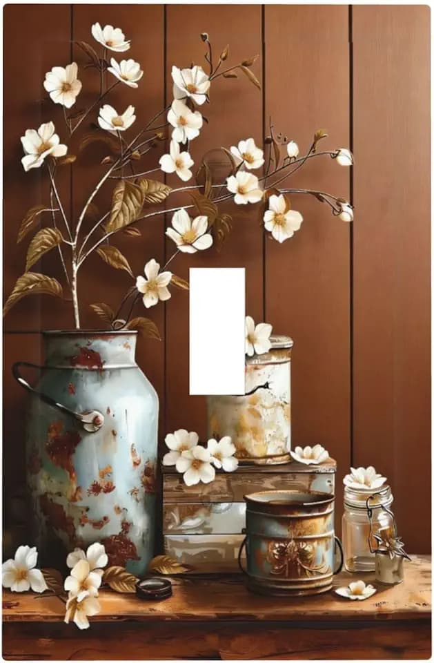 Brown Rustic Wood Country Wooden Light Switch Cover Decorative