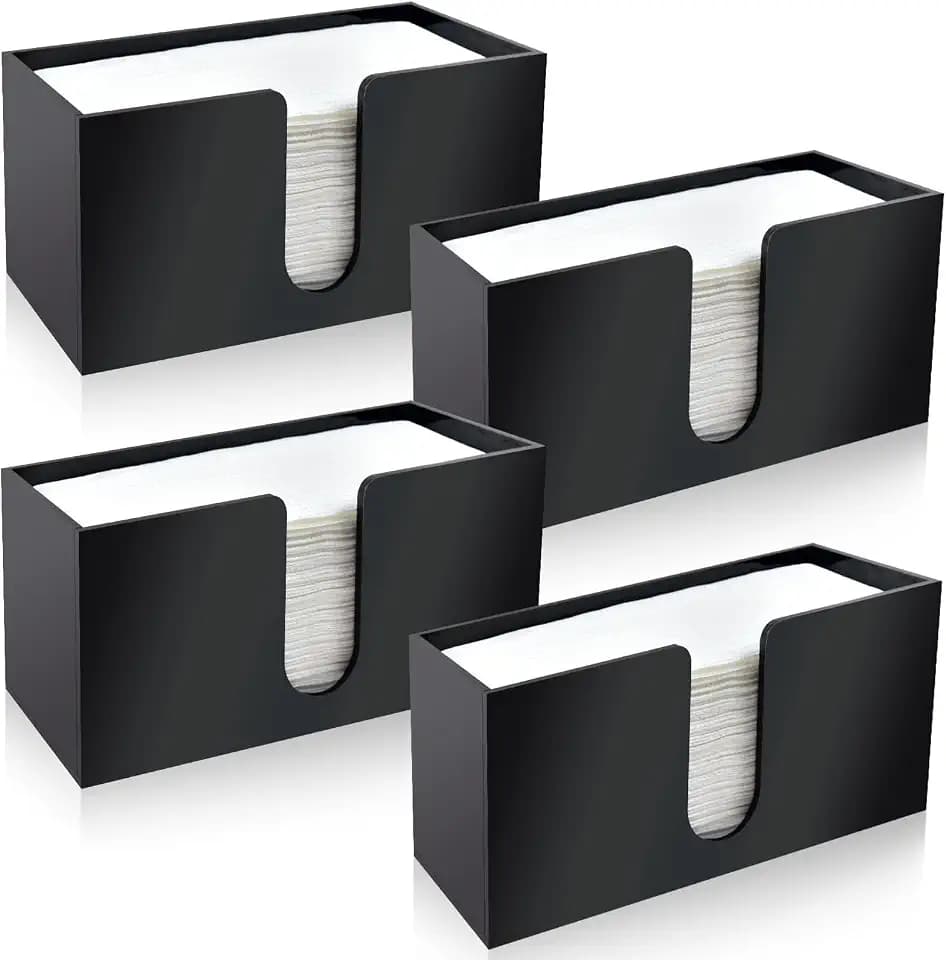 Paper Towel Holder Countertop, Black Acrylic Napkin Dispenser, 4 Pack