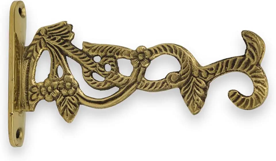 Brass Wall Mount Bracket for Orthodox Vigil Oil Lamps – Flower Design Hook 13cm (5.12″)