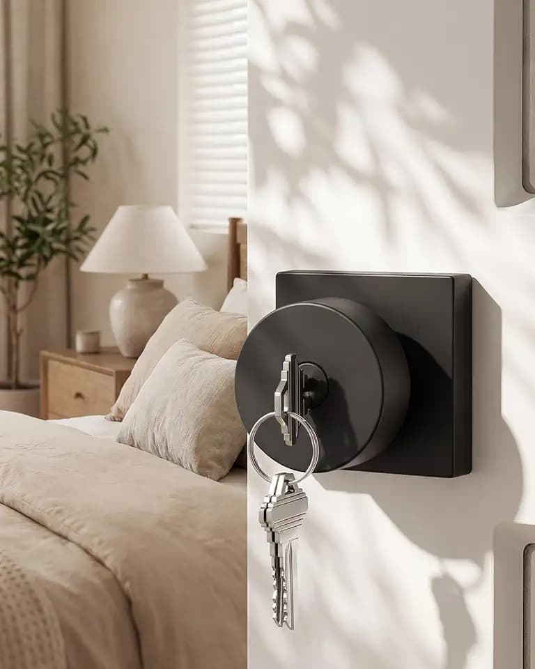 Haidms Black Entry Door Knob with Lock and Key, Square Heavy-Duty (1 Pack)