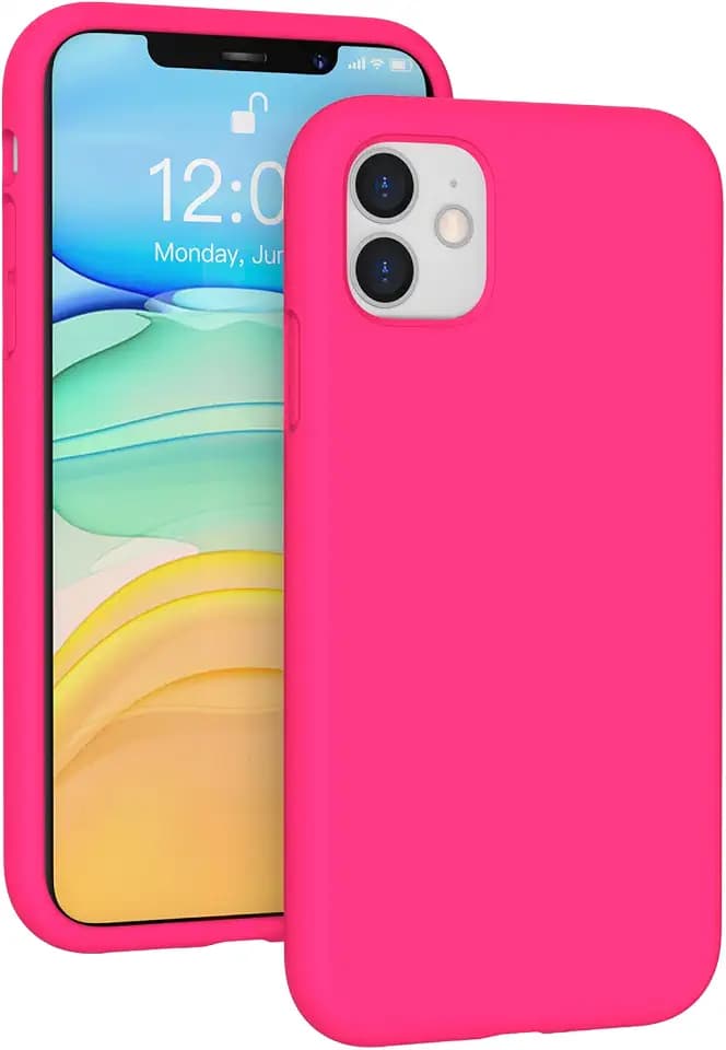 Compatible with iPhone 11 Liquid Silicone Case, Neon Pink