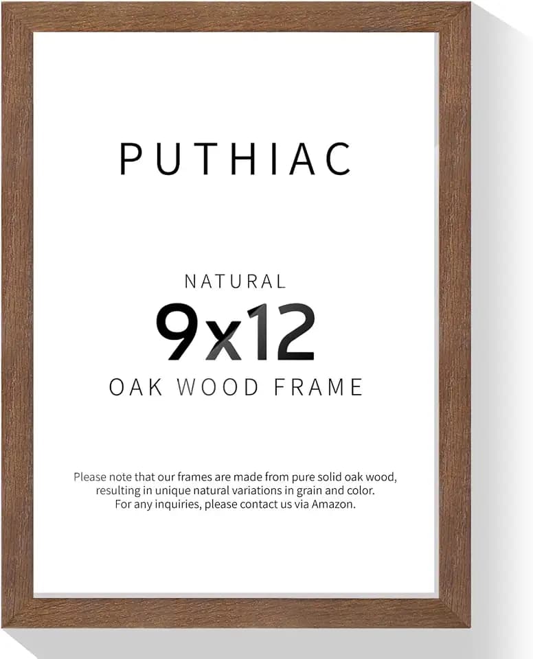 puthiac 9x12 Solid Oak Wood Picture Frame, Walnut, 1 Pack