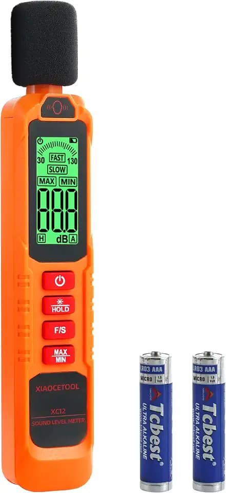Decibel Meter, XIAOCETOOL®, Noise Decibel Reader, Sound Level Meter – Range 30-130dB, Max/Min, A-Weighted, with Backlit LCD Screen, Data Hold, Fast/Slow, for Home, Outdoor & Noisy Neighbors