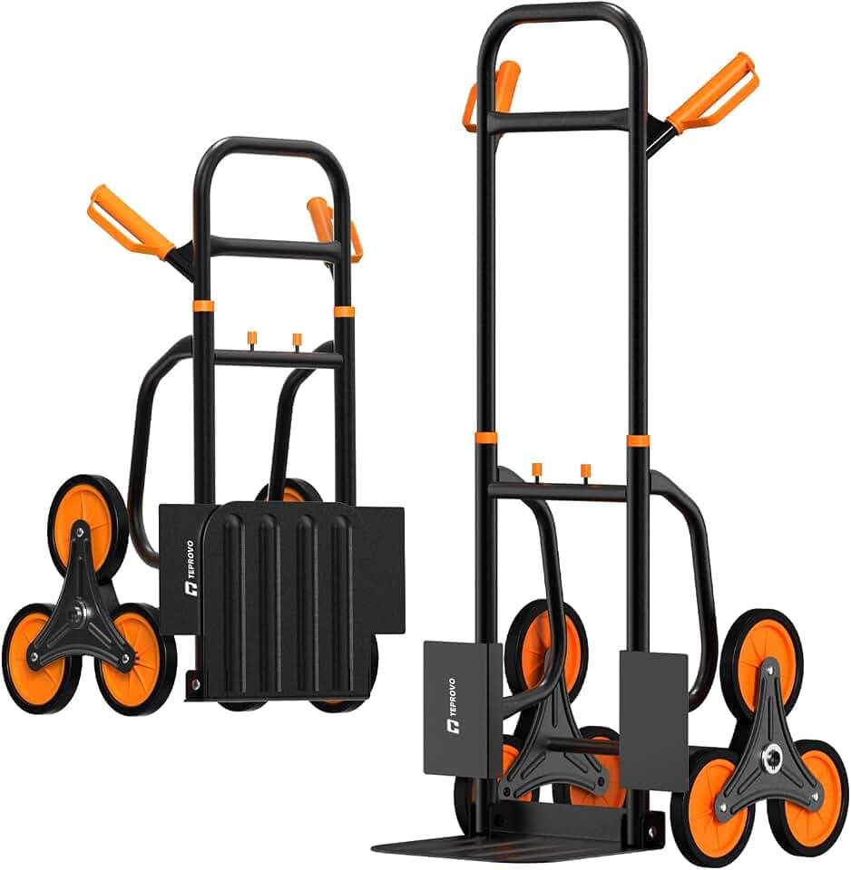Stair Climbing Hand Truck 770lb,Heavy Duty Dolly Cart for Stairs,Thickened Upgraded Steel Tube Folding Stair Climbing Trolley with Six Wheels and Telescoping Handle