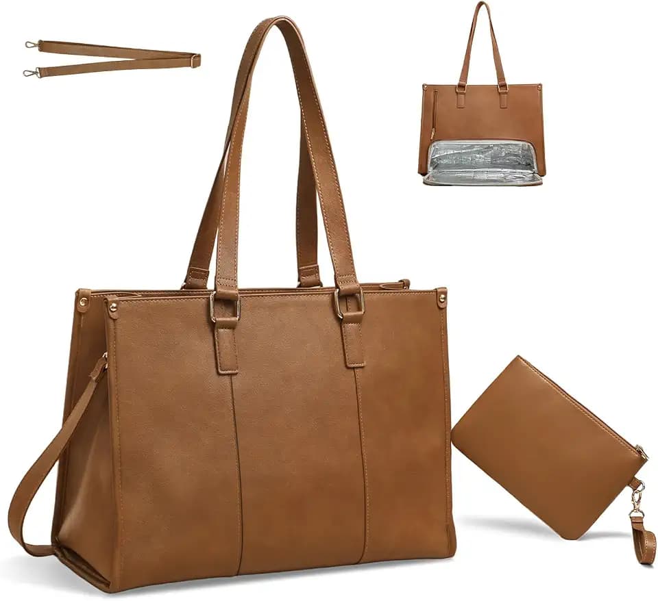 Omanmoli Lunch Tote Bag for Women 16" Laptop Insulated Lunch Compartment